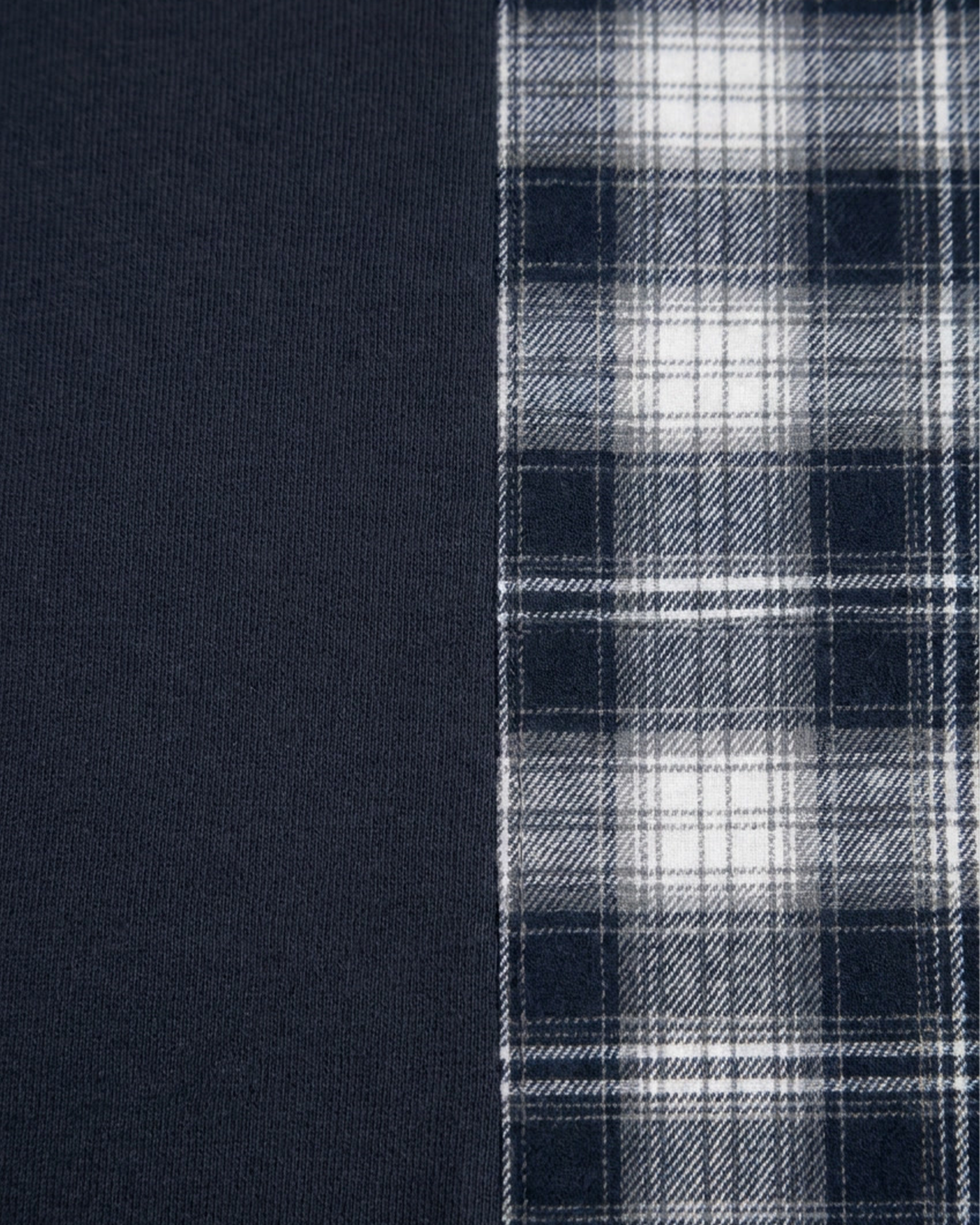 ODMPOD plaid panel long sleeve tee featuring a classic checkered pattern and comfortable fit, shown in the product image.