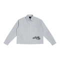 ODMPOD Road Services plaid drop shoulder shirt featuring a relaxed fit and classic plaid pattern on soft fabric.