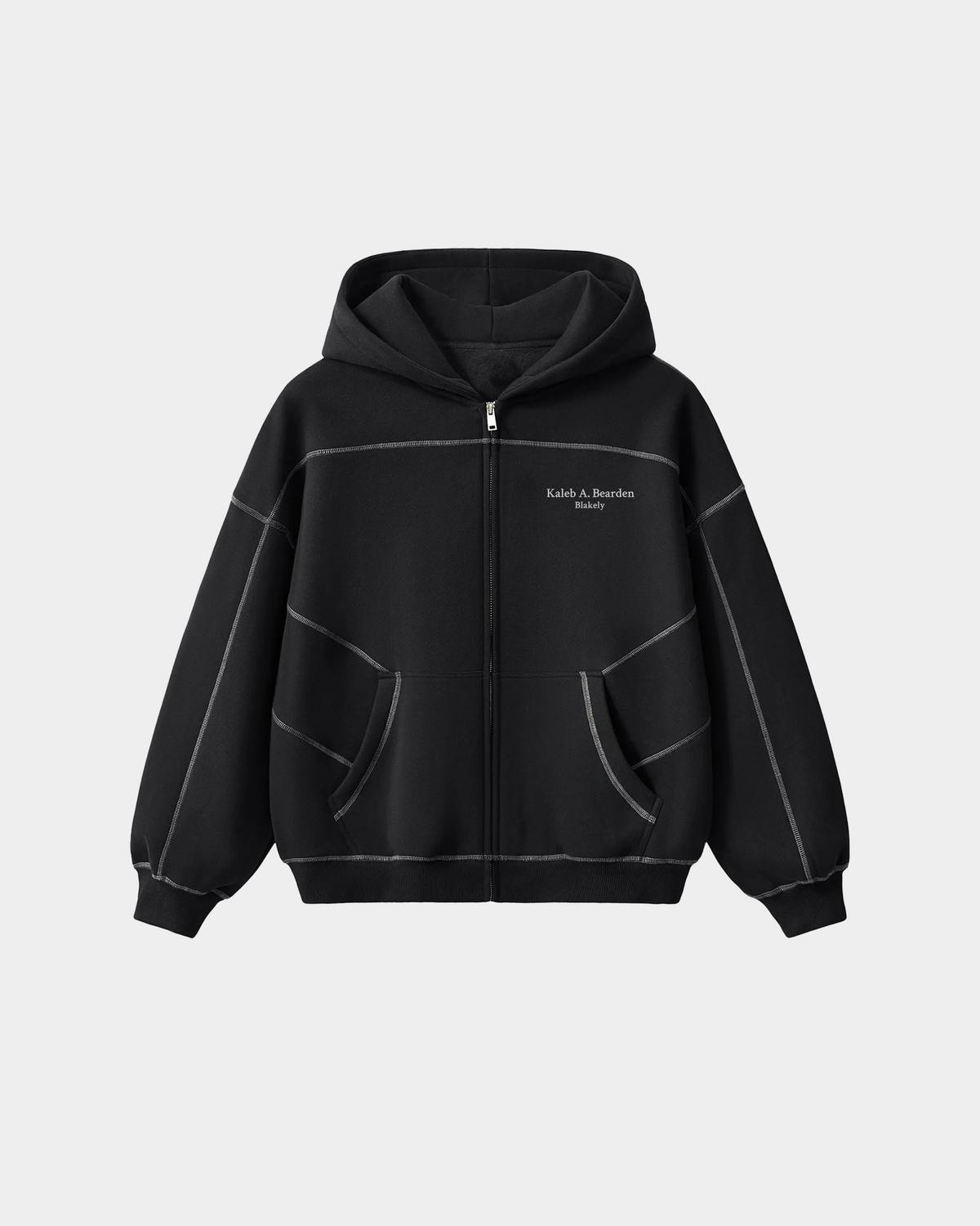 Black ODMPOD Origin Monogram Contrast Hoodie with front logo and contrasting sleeves and hood.
