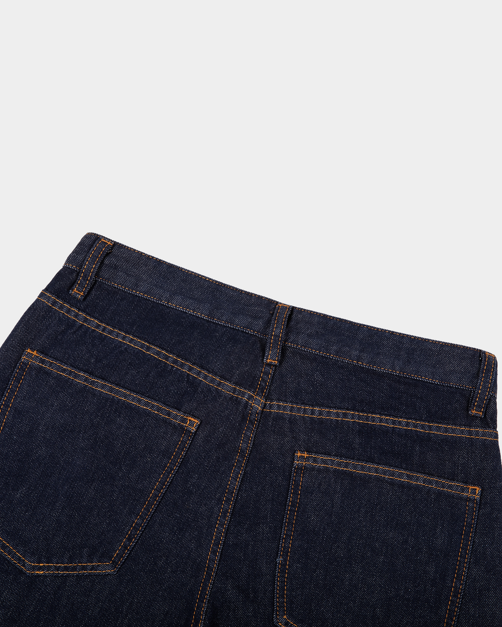 Kaleb A. Bearden heavyweight straight-leg jeans displayed flat, showcasing durable denim fabric and classic fit.