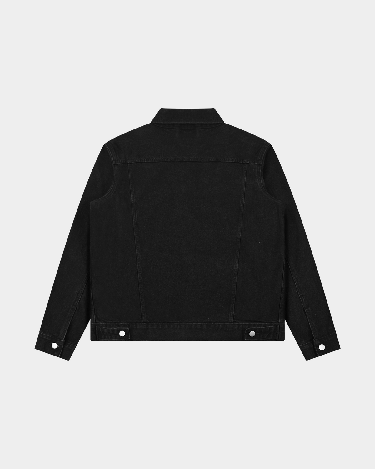 ODMPOD heavyweight denim trucker jacket featuring classic design, button closures, and a rugged denim texture.