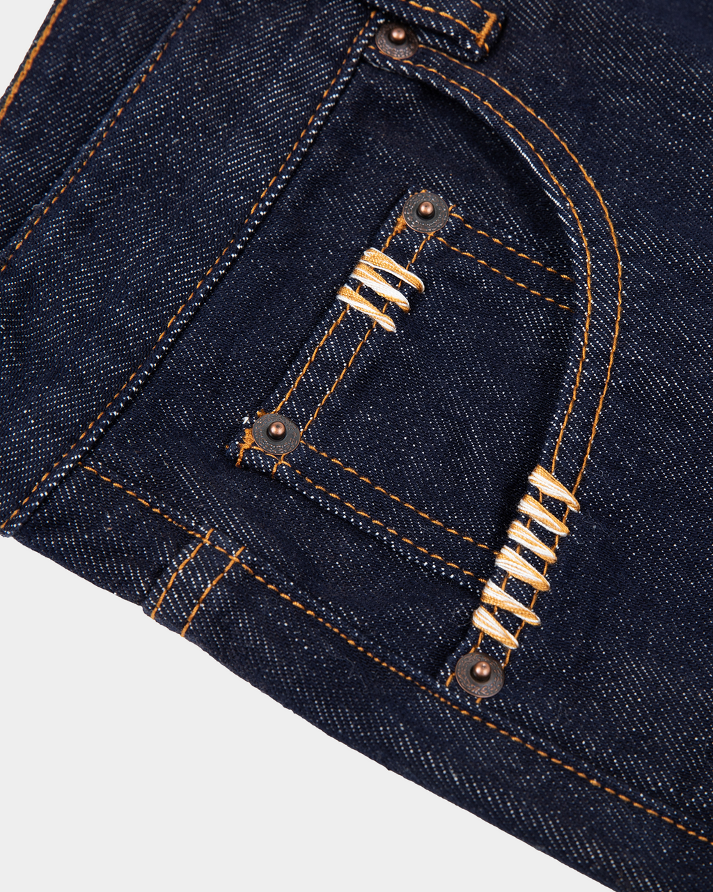 Kaleb A. Bearden heavyweight straight-leg jeans, front view showing classic denim style and sturdy fabric.