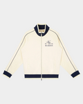 ODMPOD Home Blues Track Jacket in navy blue with white stripes, featuring a zip-up front and sporty design.