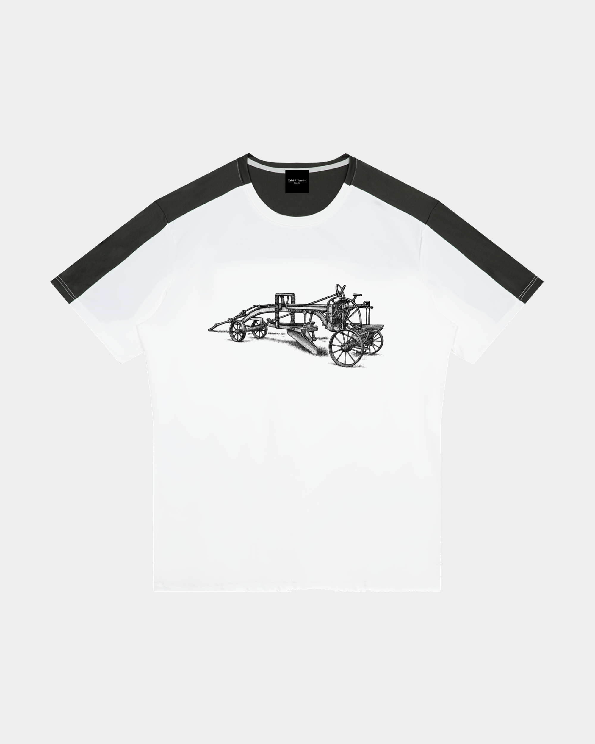 ODMPOD Road Services Raglan Tee featuring a graphic print on the front and contrasting sleeves, casual men's t-shirt.