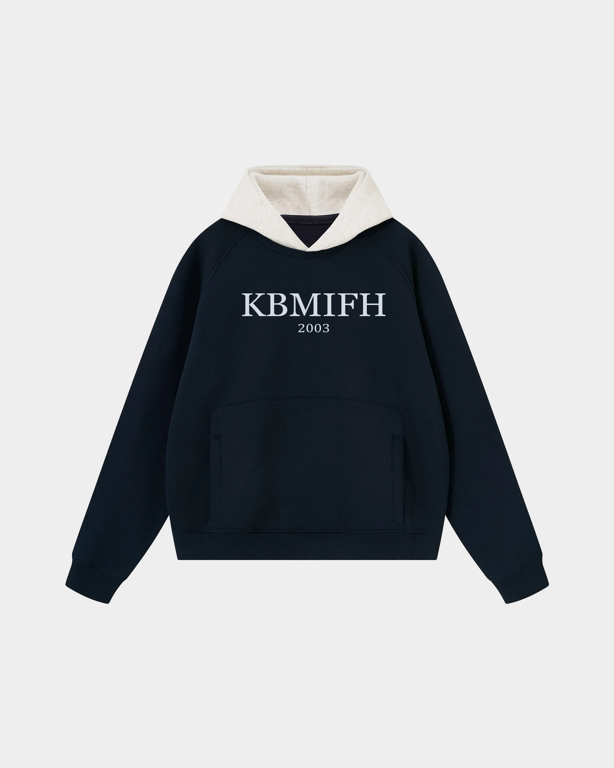 ODMPOD contrast hooded pullover with front pocket and adjustable drawstrings, featuring stylish color blocking and comfortable fit