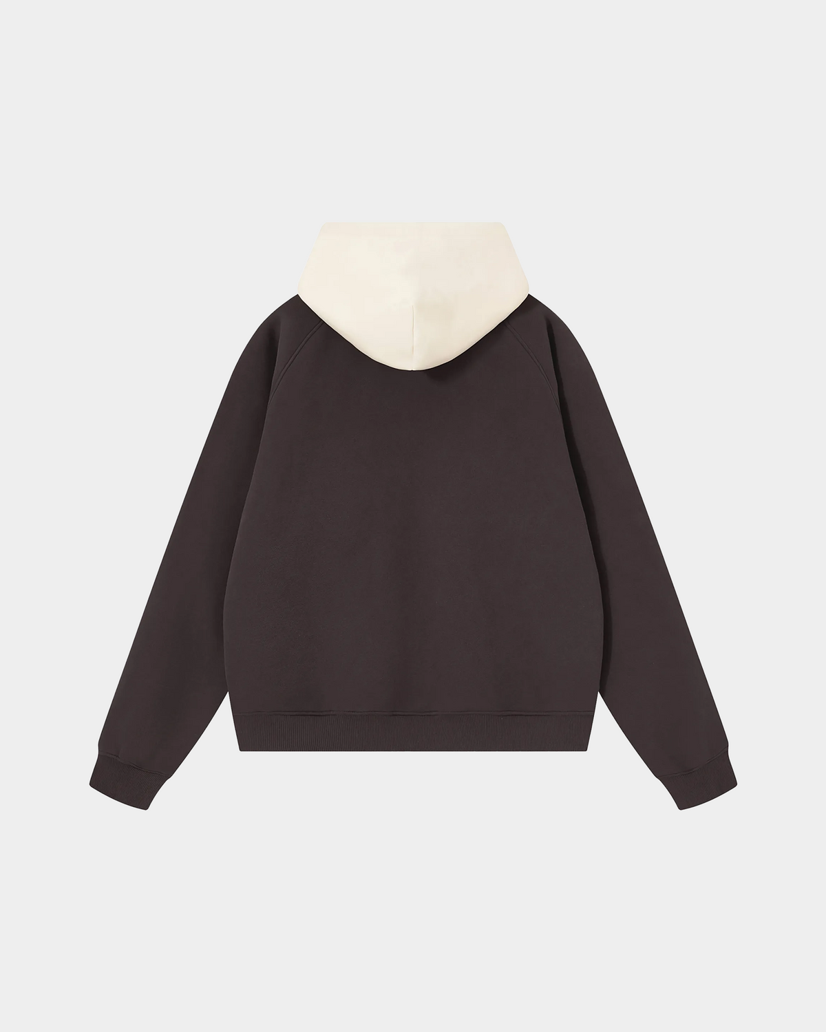 ODMPOD contrast hooded pullover featuring a stylish black and white design, casual fit, and front pocket.