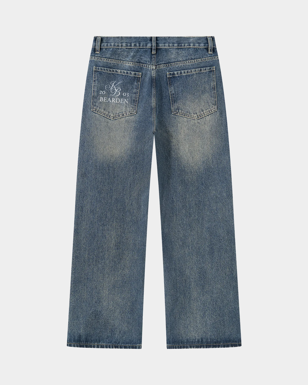 ODMPOD Thigh Fade Straight Jeans showing distressed denim with thigh fade detail and straight-leg cut.