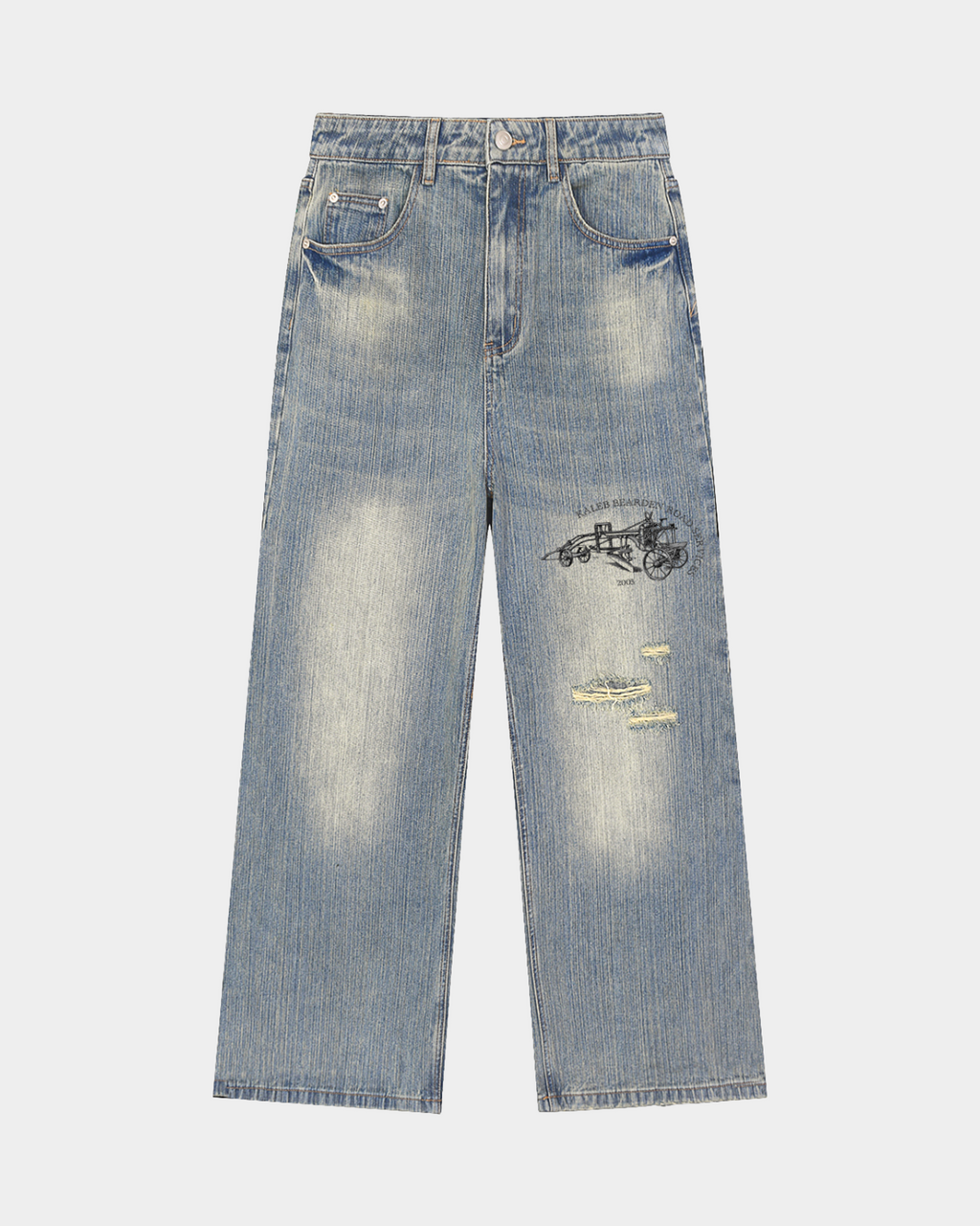 Kaleb A. Bearden Monogram Brushed Denim Pants featuring a stylish monogram design and brushed denim fabric.