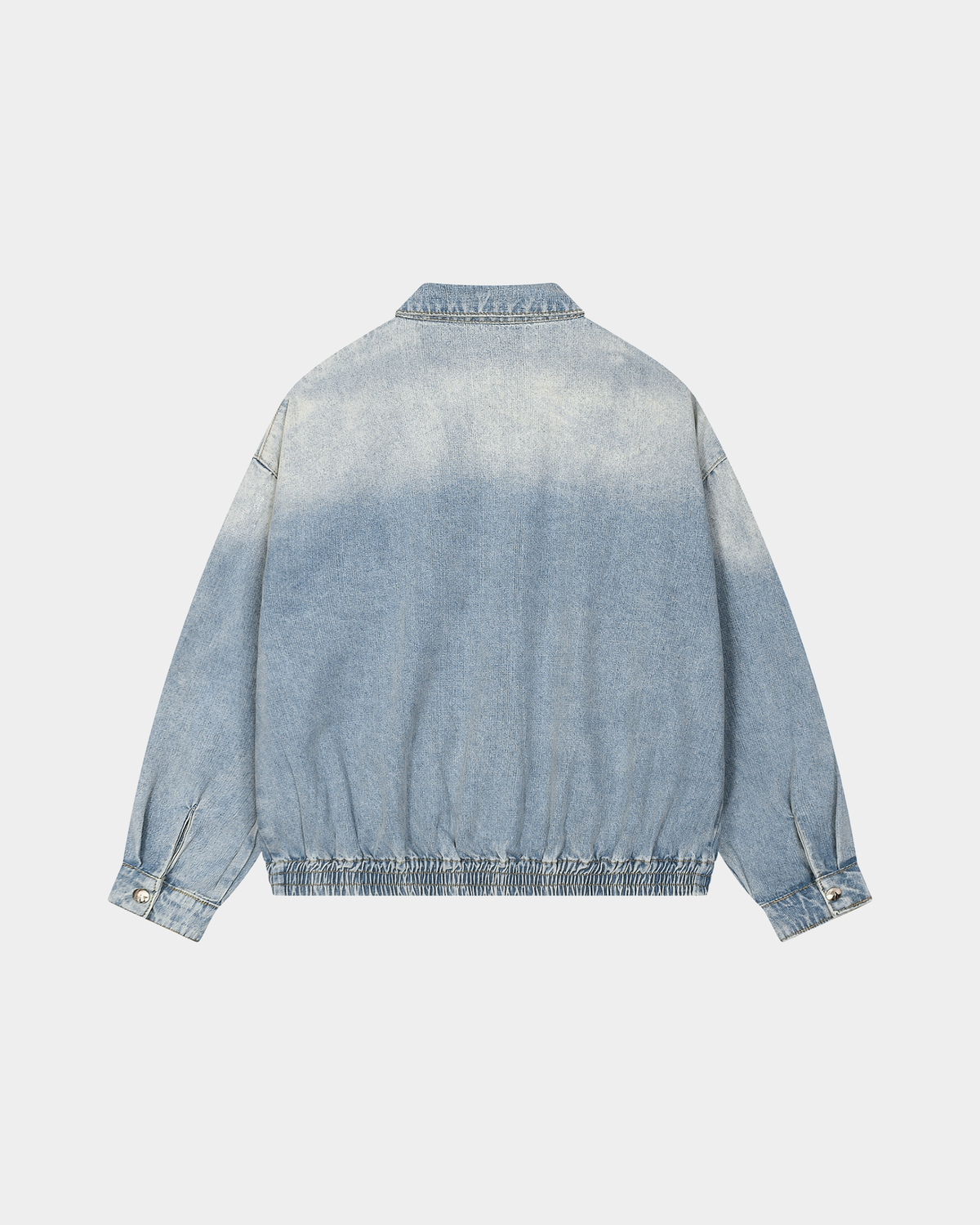 ODMPOD KAB Washed Blouson in denim, showcasing a casual, relaxed fit with washed finish and button-front design.