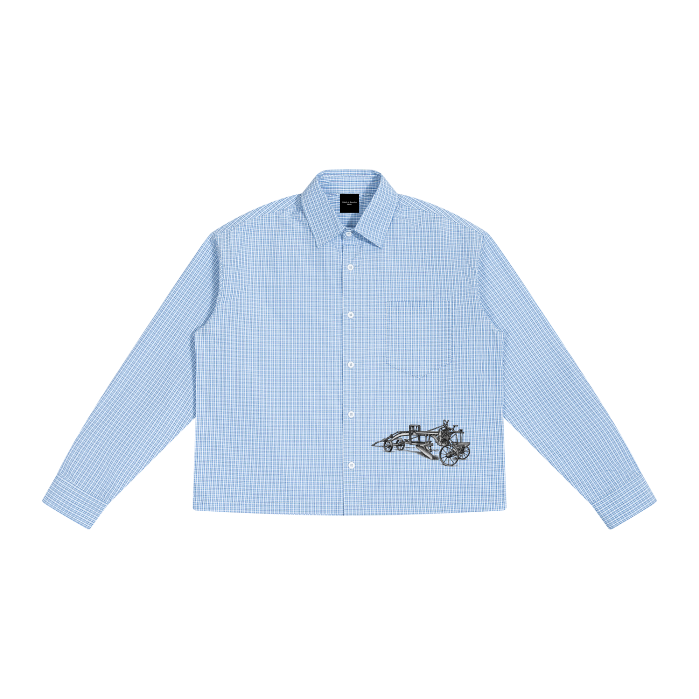 ODMPOD road services plaid drop shoulder shirt featuring a red and black checkered pattern and relaxed fit.