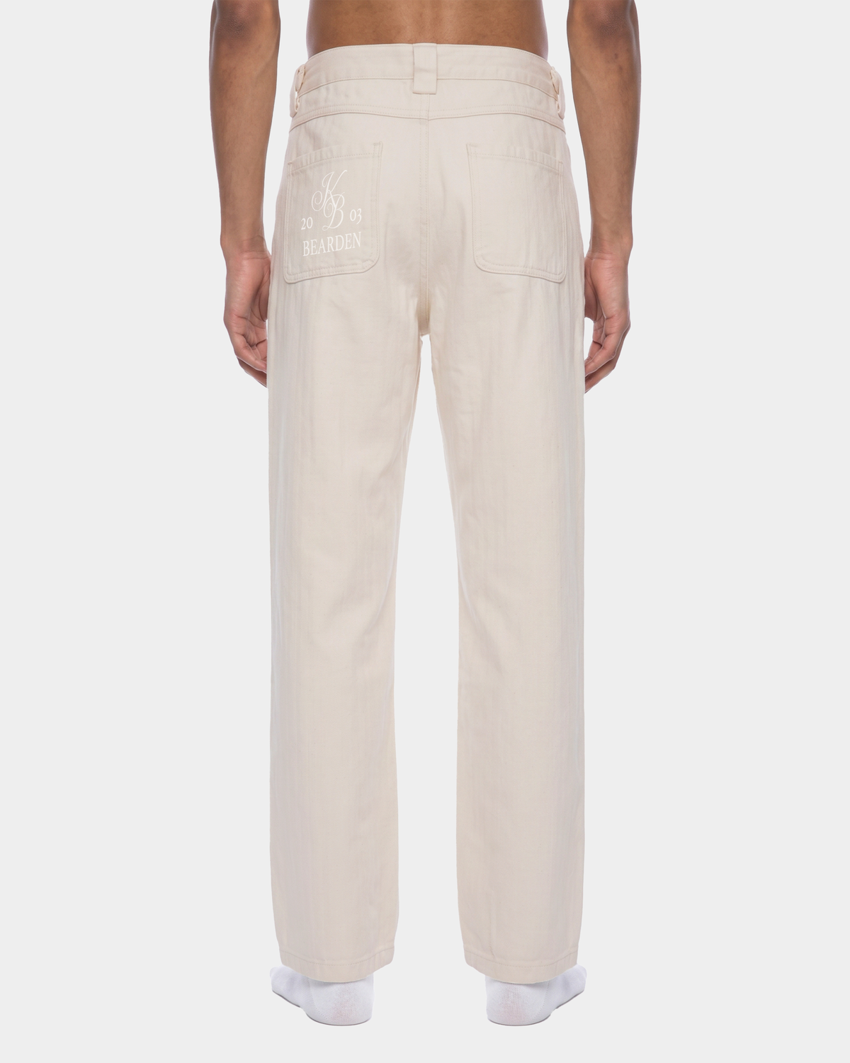 Light blue casual leg jeans from ODMPOD, featuring a relaxed fit and classic denim style with visible stitching and five-pocket design.