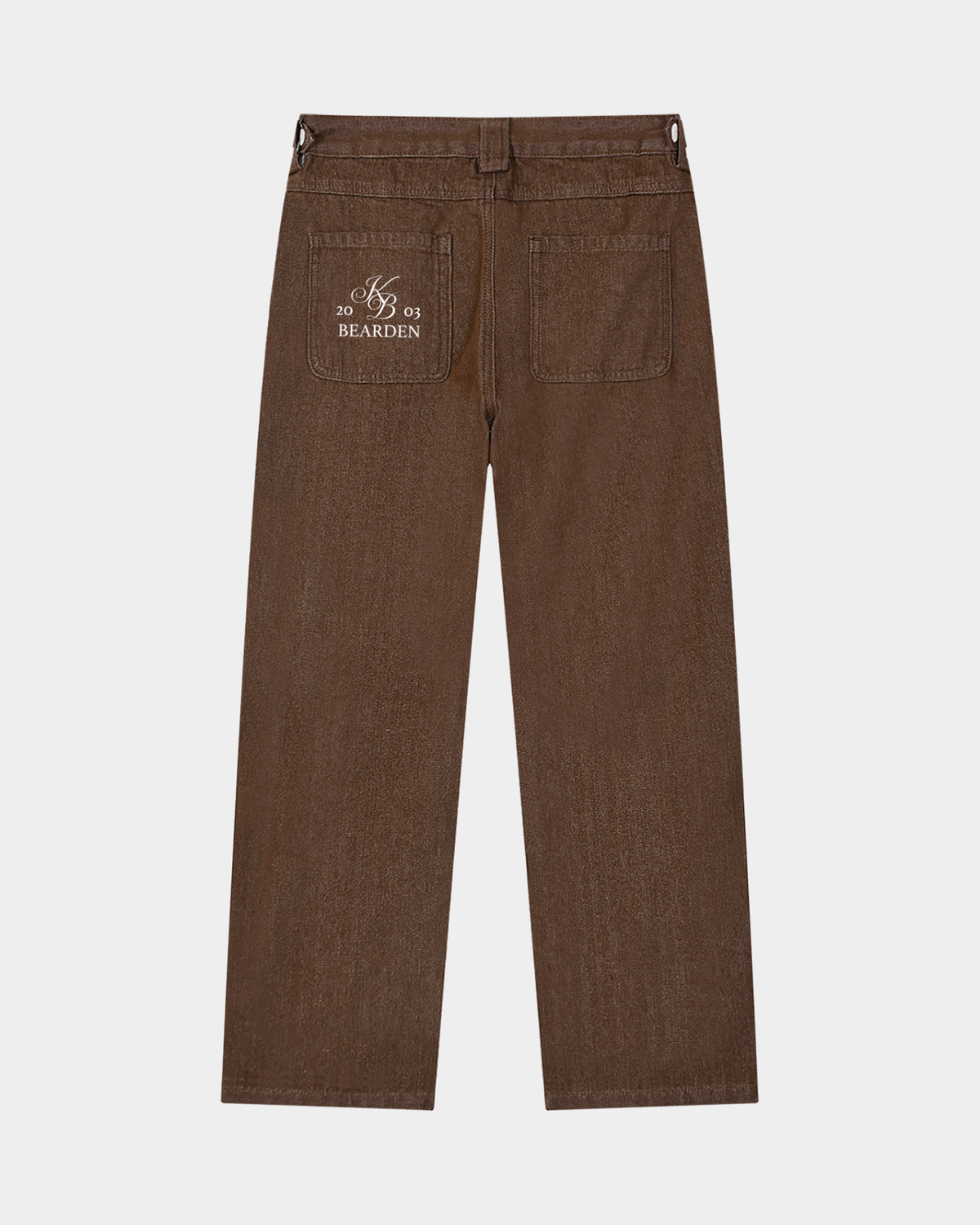 Pair of ODMPOD casual leg jeans with a classic fit, featuring denim fabric and five-pocket design, shown on a model.