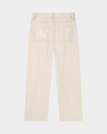 Dark blue ODMPOD Casual Leg Jeans with classic five-pocket design and straight-leg fit, displayed on a hanger.