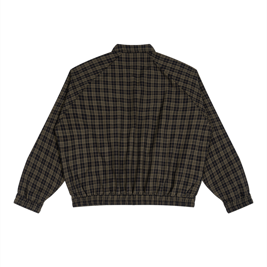 Olive Plaid Full-Zip Track Jacket