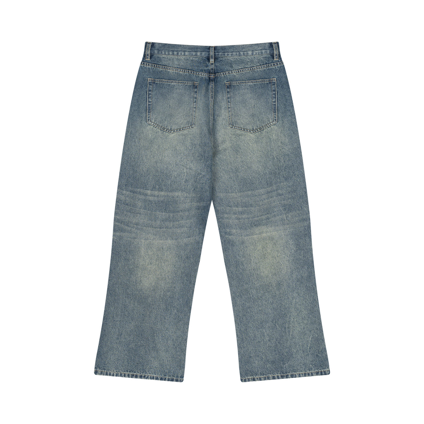 ODMPOD Sunfade Wide Leg Jean showcasing light wash denim with a relaxed fit and wide-leg style.