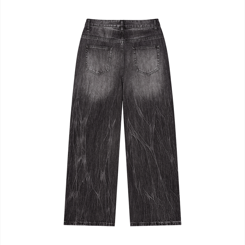 Streaked Black Wide Leg Jean