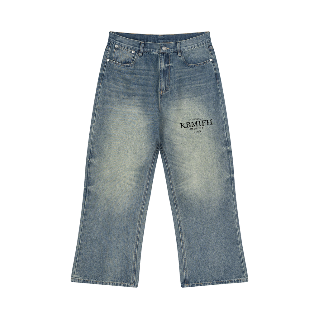 ODMPOD Sunfade Wide Leg Jean showing light wash denim with wide-leg fit and relaxed style, front view with pockets and waistband.