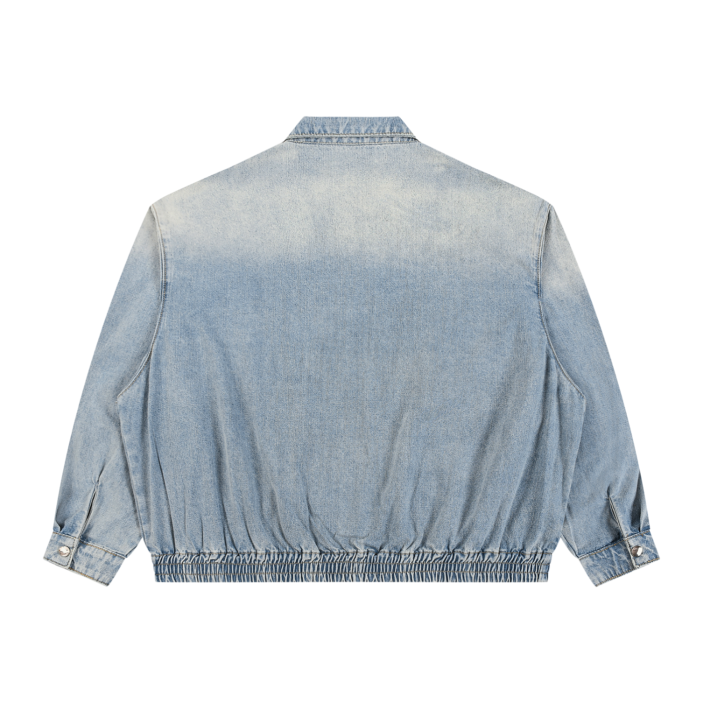 ODMPOD KAB Washed Blouson with rugged fabric, front zipper, and adjustable cuffs, displayed on a hanger.
