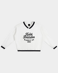 Kaleb A. Bearden Blakely GA varsity sweatshirt with striped cuffs and collar, featuring a classic athletic style and team logo.