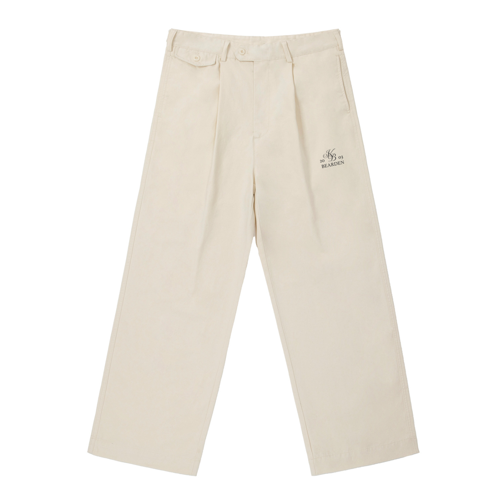 ODMPOD adjustable waist straight-leg pants shown on a model, featuring a relaxed fit and neutral color for versatile style.