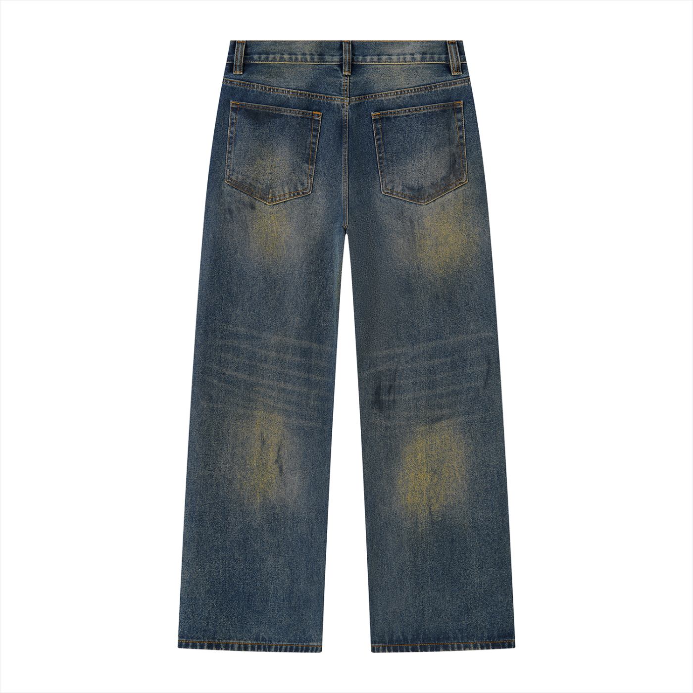 ODMPOD Mud Wash Wide Airfield Jeans showing relaxed fit, light blue denim with a wide leg design and classic five-pocket style.