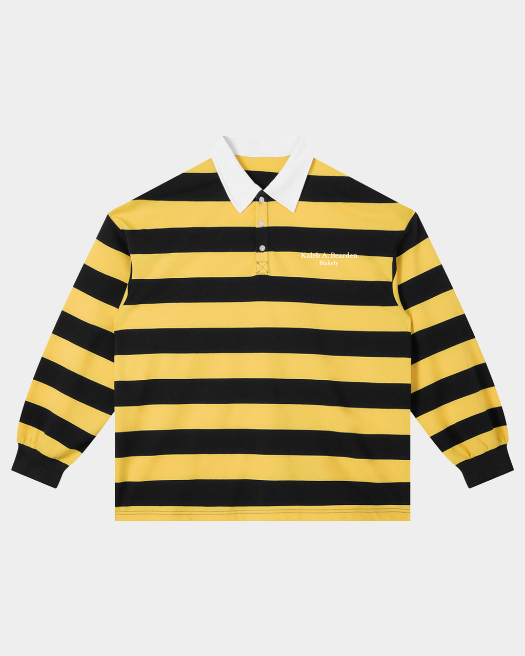 Striped cotton rugby shirt by Kaleb A. Bearden featuring bold horizontal stripes and a classic athletic fit.