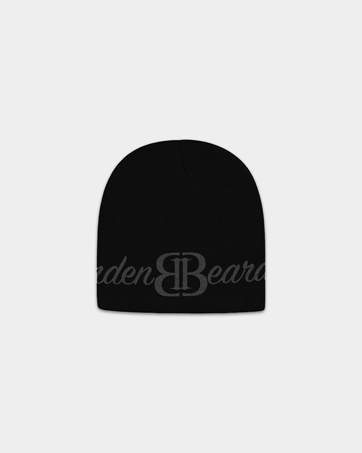 VELMONTU Monogram Beanie in cozy knit fabric with embroidered monogram detail, perfect for cold weather wear.