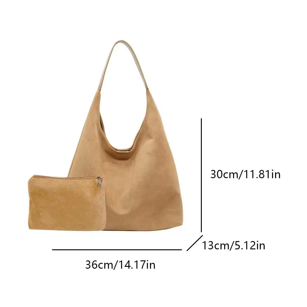 Structured Suede Hobo - VELMONTU