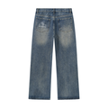 ODMPOD Thigh Fade Straight Jeans showing distressed denim with a thigh fade and straight-leg fit on a mannequin.