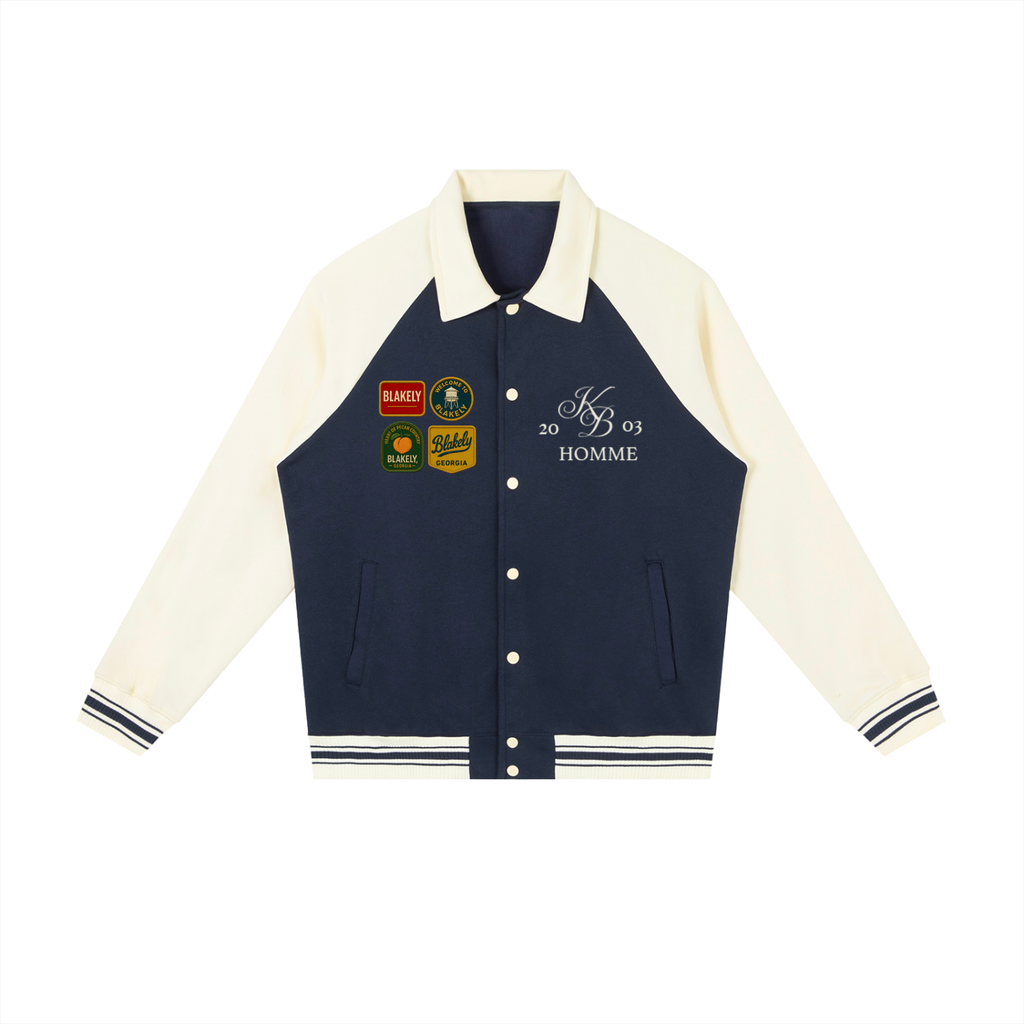 Contrast Raglan Sleeve Baseball Jacket