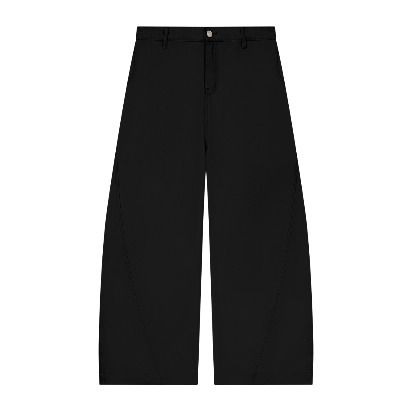 ODMPOD barrel leg trousers featuring a relaxed fit and tapered design, shown in the product image.