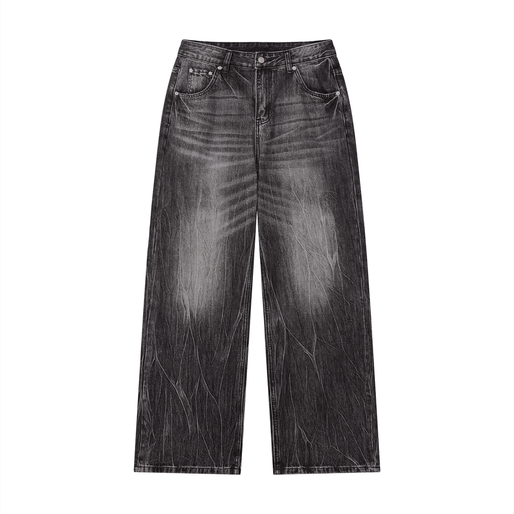 Streaked Black Wide Leg Jean