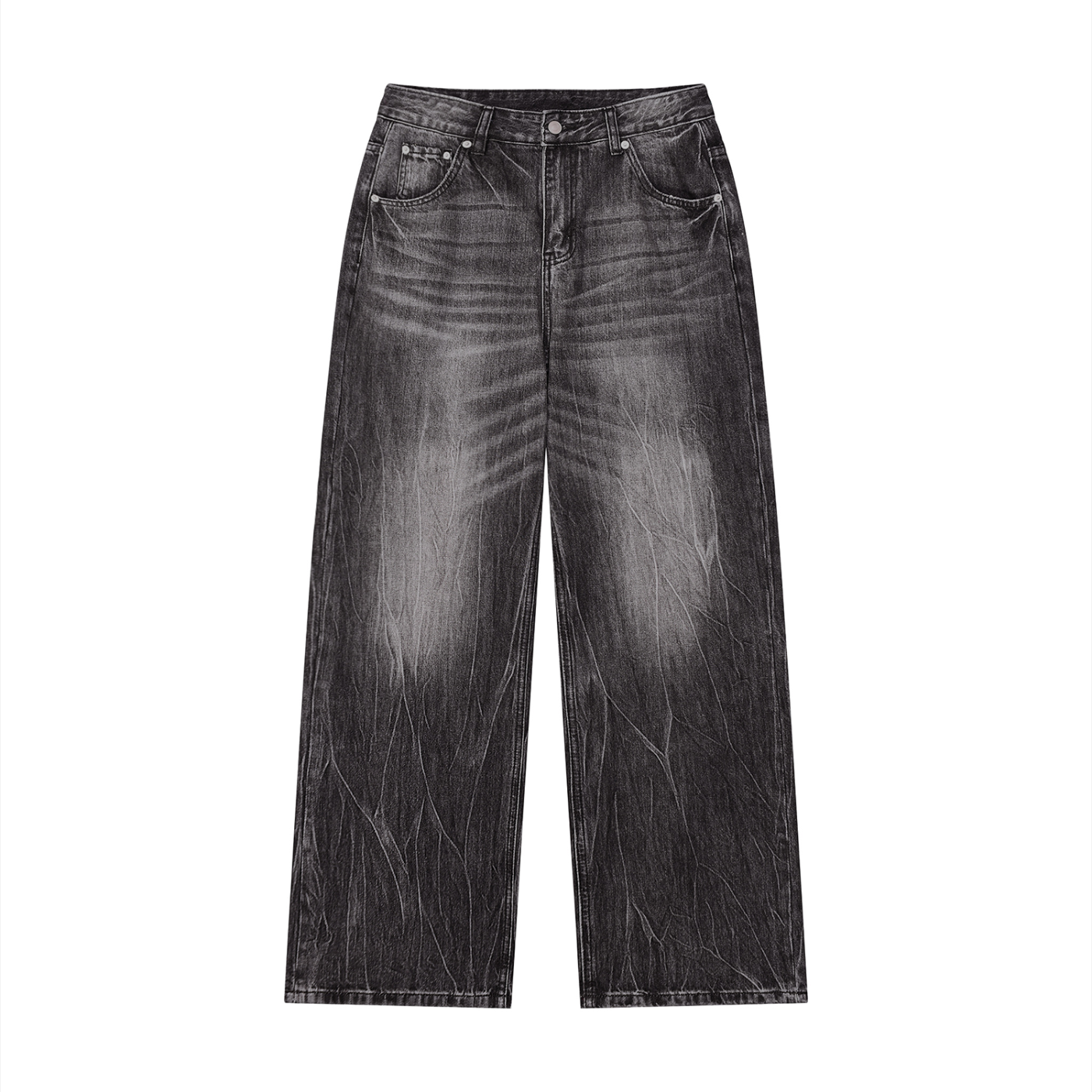 Streaked Black Wide Leg Jean