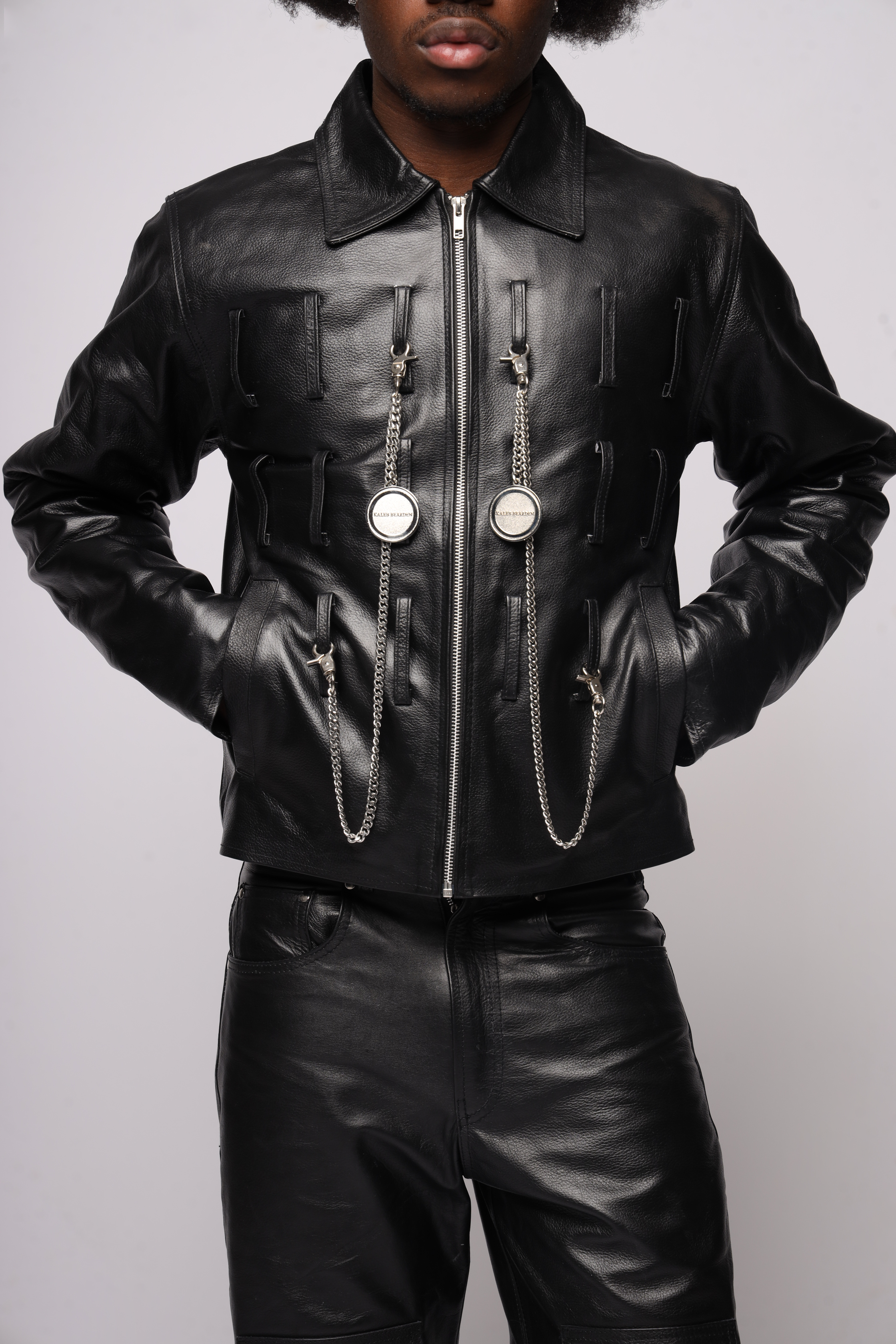 Looped Leather Jacket - VELMONTU