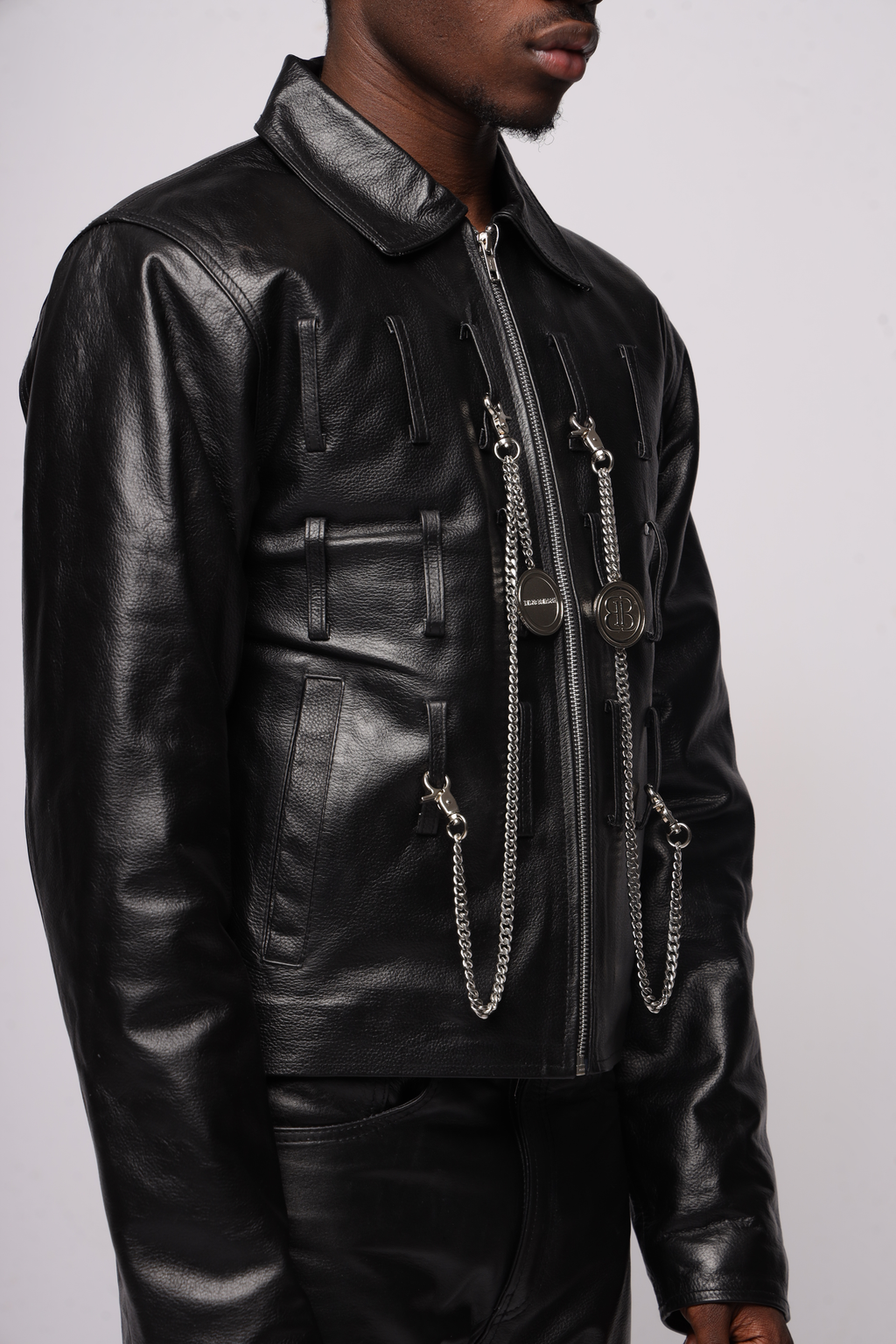 Looped Leather Jacket - VELMONTU