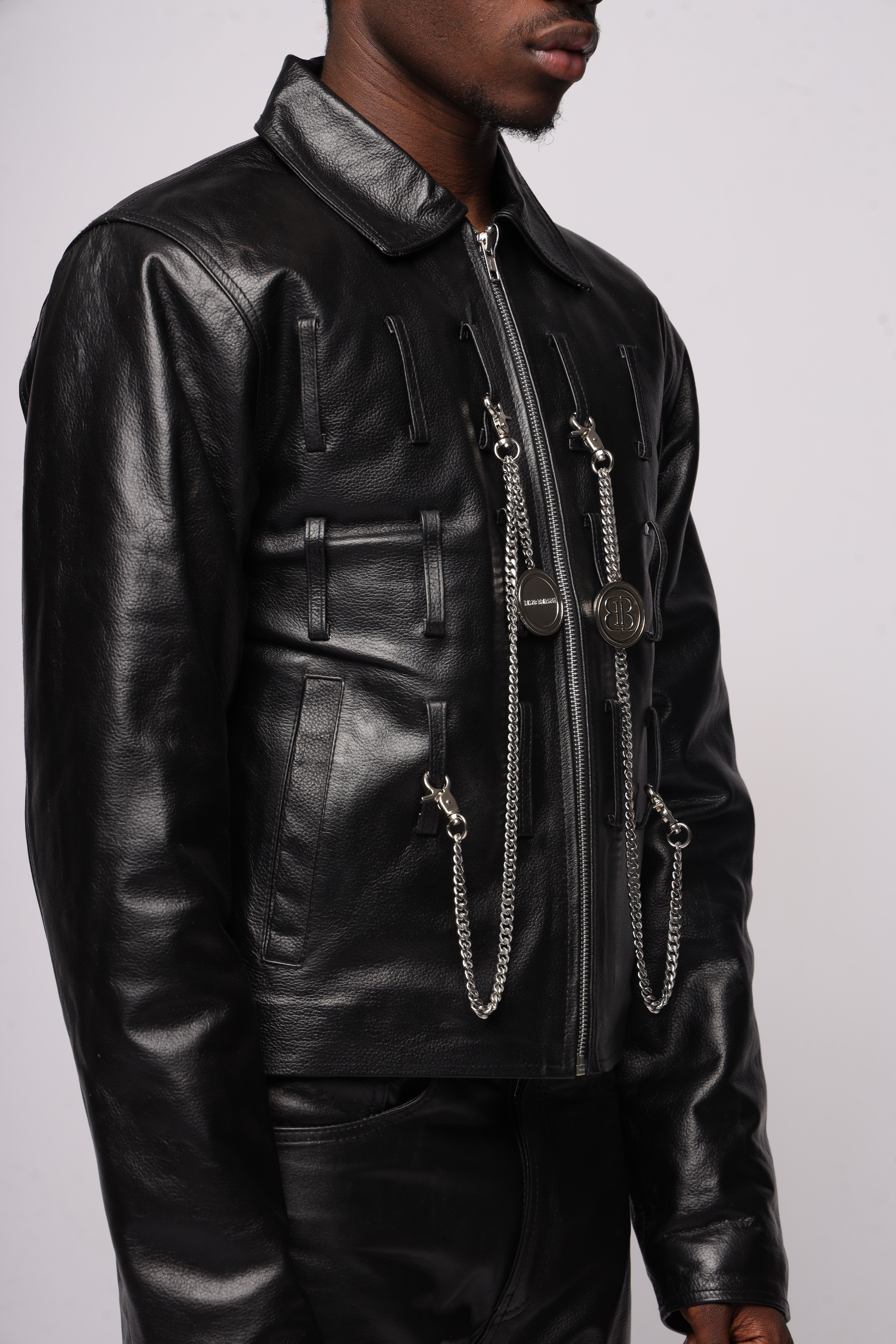 Looped Leather Jacket - VELMONTU