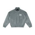 ODMPOD navy plaid fleece-lined blouson jacket with front pockets and adjustable cuffs, perfect for casual cold-weather wear.