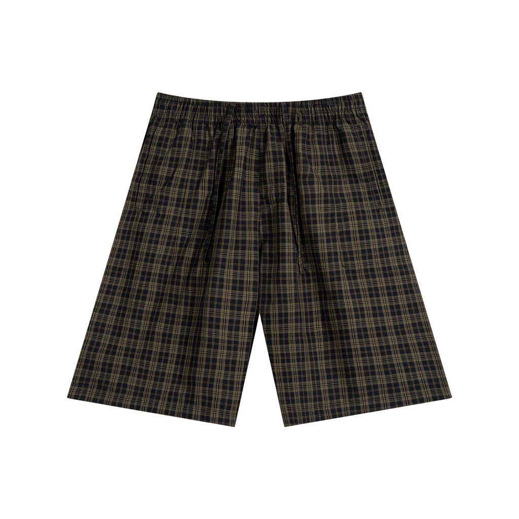 Olive Plaid Wide Leg Short