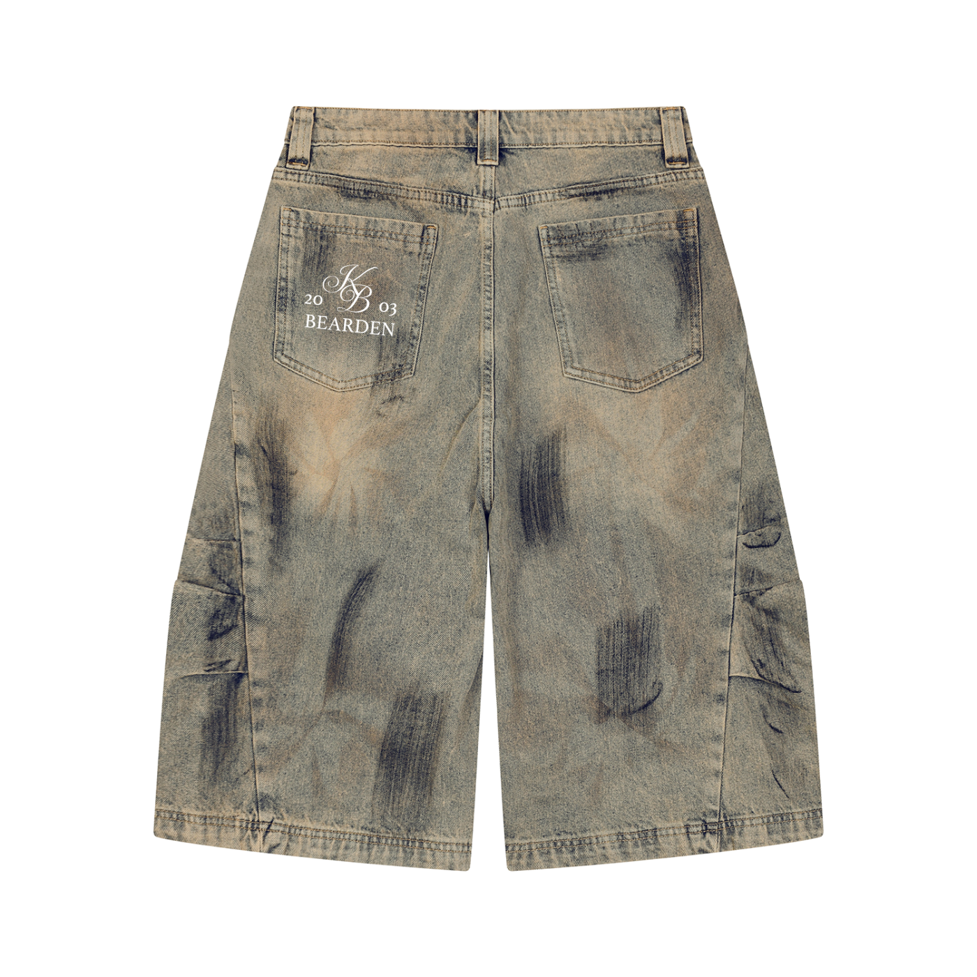 ODMPOD bleach splatter denim shorts featuring distressed, frayed edges and a casual, trendy fit on a model.