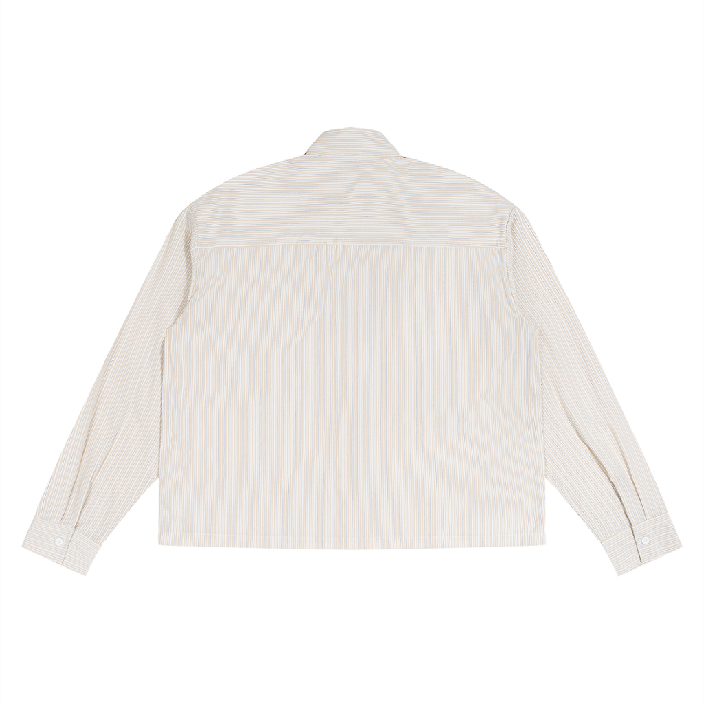 ODMPOD KAB Cream Drop Shirt displayed flat, showing the cream-colored casual shirt with drop shoulder design and front chest pocket.