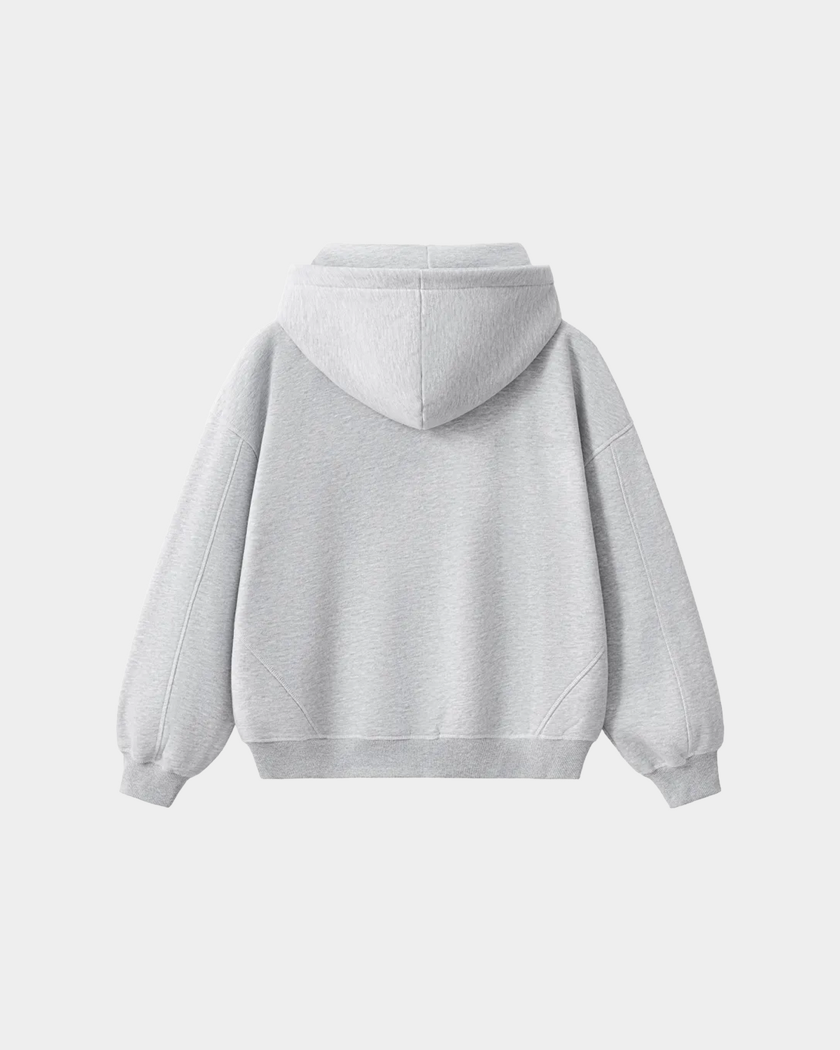 ODMPOD R.S Fleece Zip Hoodie in gray, featuring a full front zipper, hood, and soft fleece material for comfort and warmth.