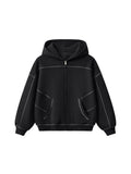 Contrast Stitch Fleece Zip Hoodie
