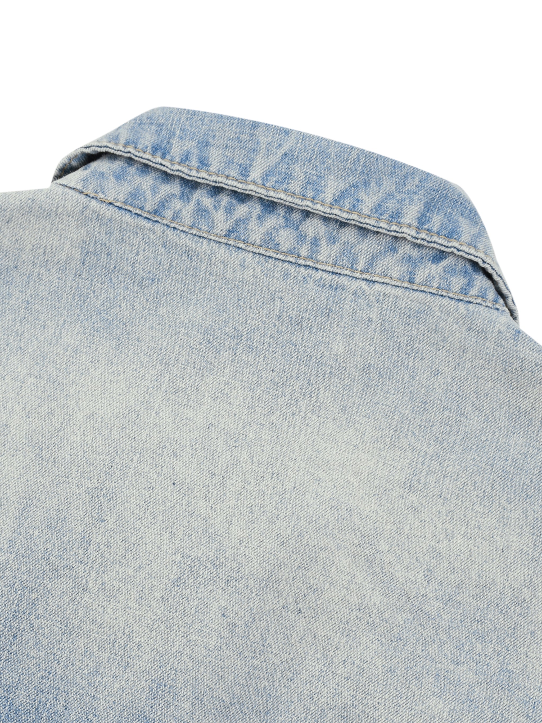 ODMPOD KAB Washed Blouson showing front view with washed fabric texture and classic collar, casual style jacket.