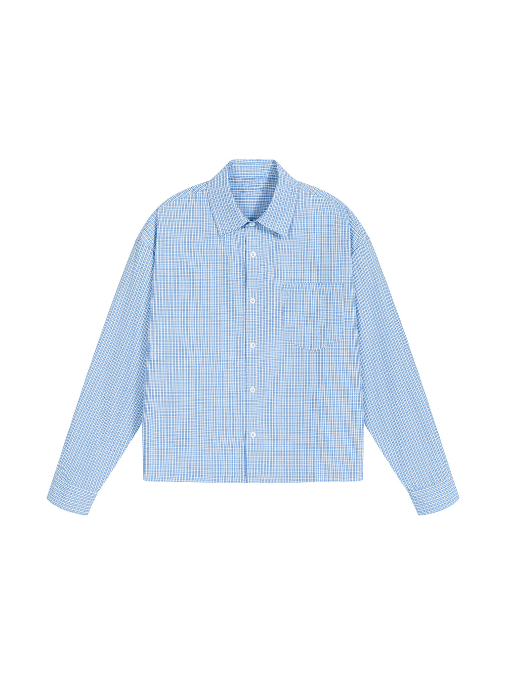ODMPOD plaid drop shoulder shirt featuring a relaxed fit and casual style, ideal for layered streetwear looks.