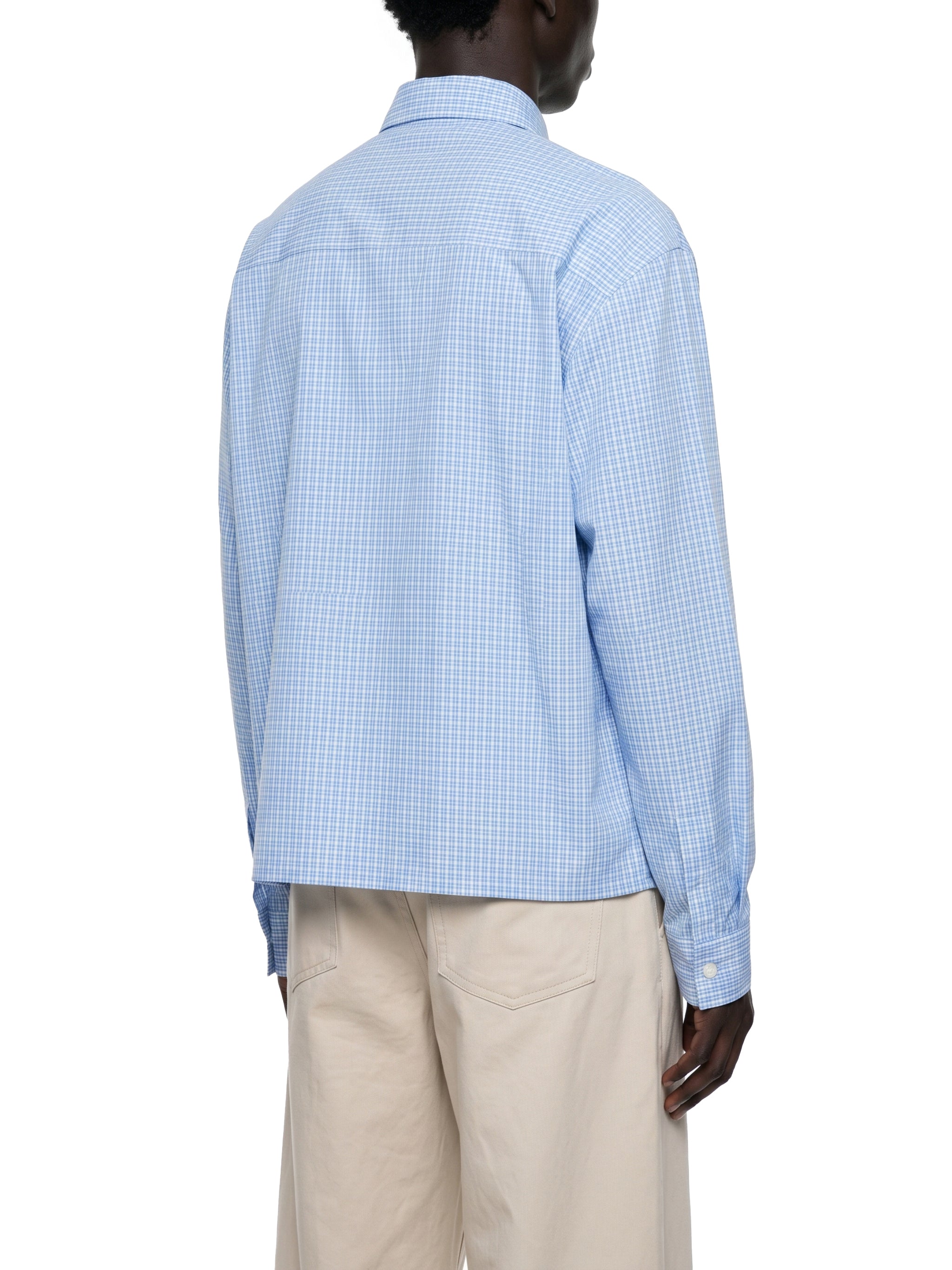 ODMPOD Road Services plaid drop shoulder shirt featuring a relaxed fit and casual style, shown in the product image.