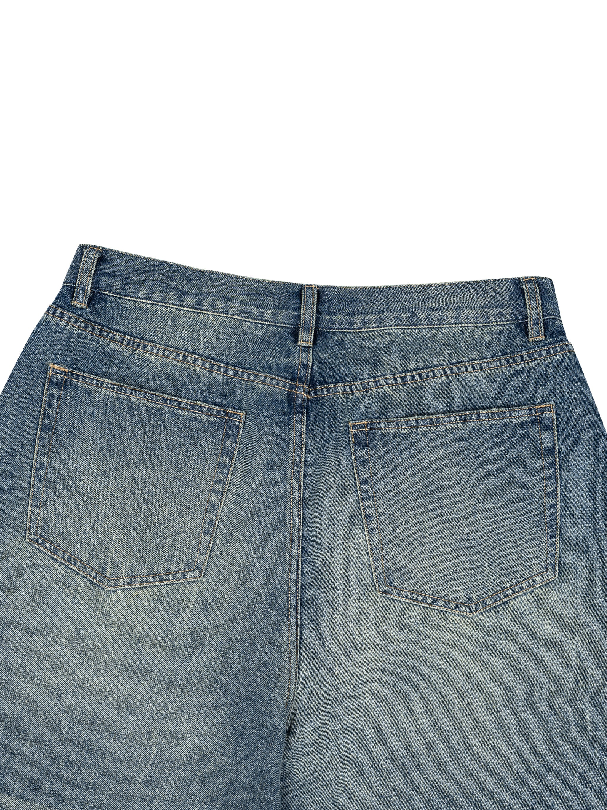 ODMPOD Sunfade Wide Leg Jean showing light wash denim with wide-leg cut and classic five-pocket style.