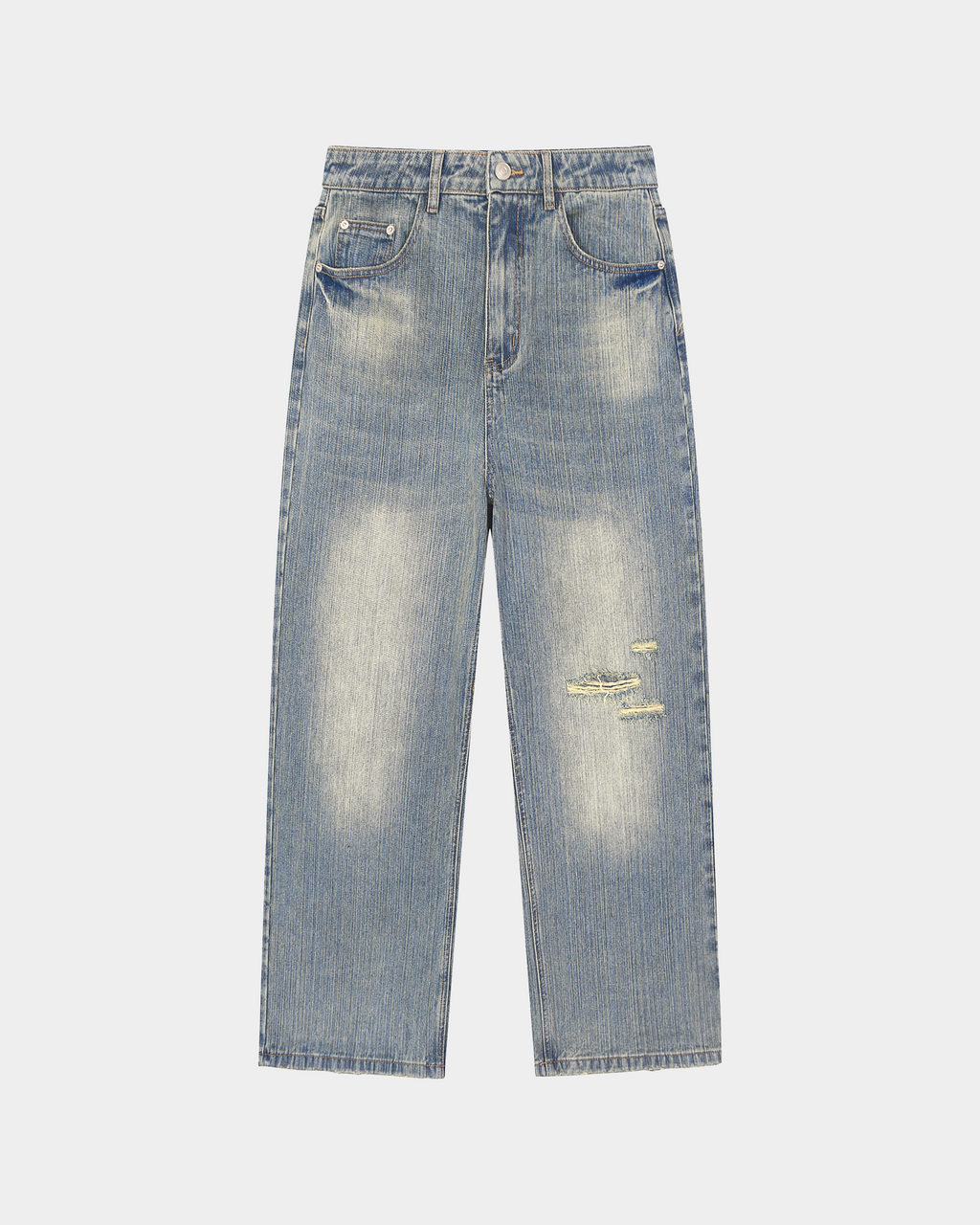 Vintage Wash Distressed Denim Jeans
