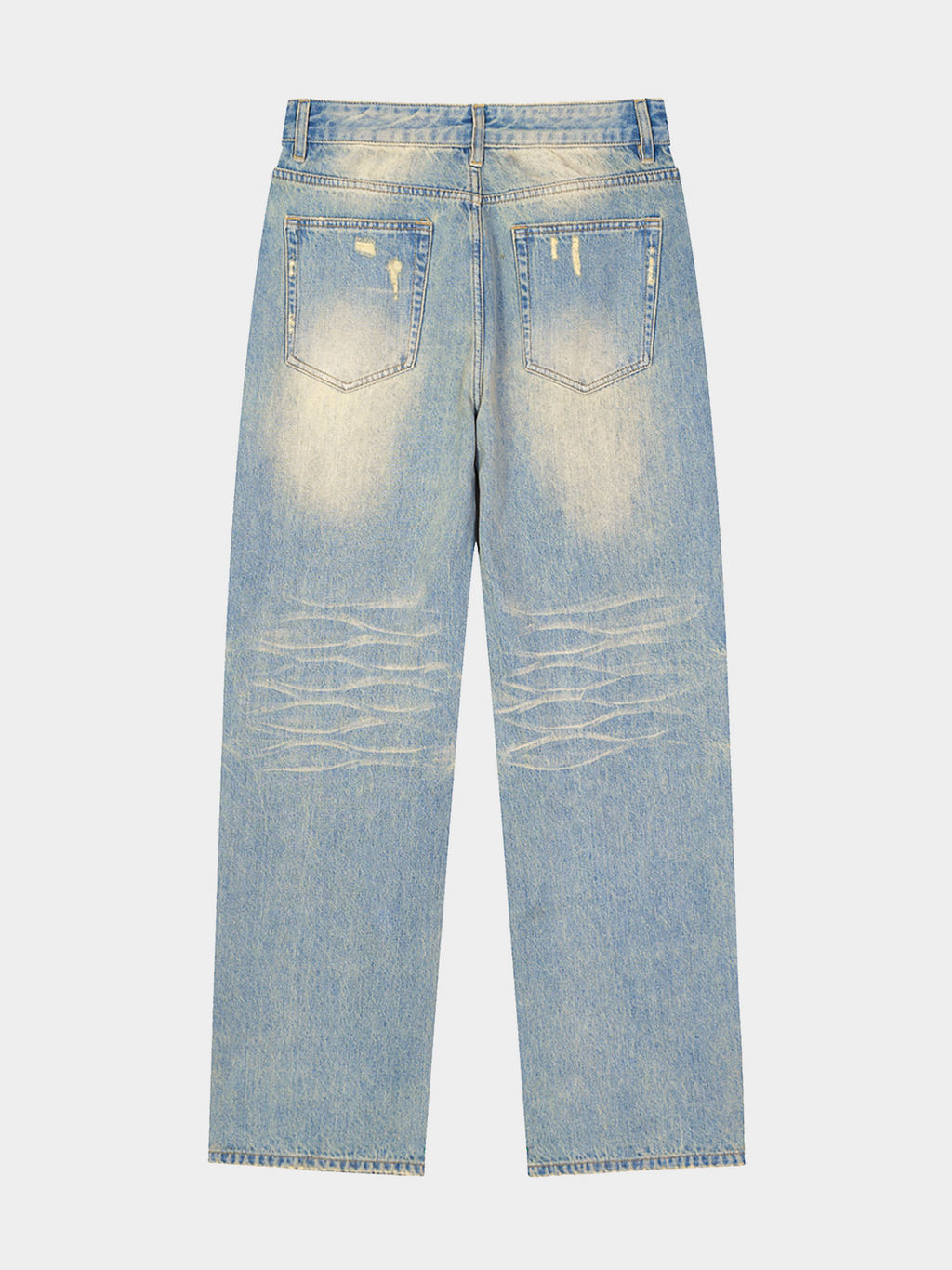 Sun Fade Raw Hem Denim Jeans