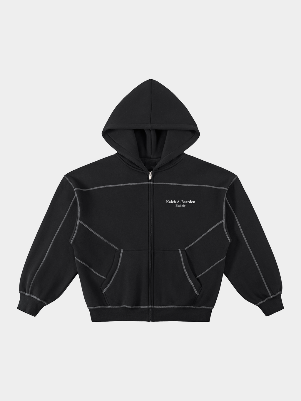 Contrast-Stitched Boxy Fleece Zip Hoodie
