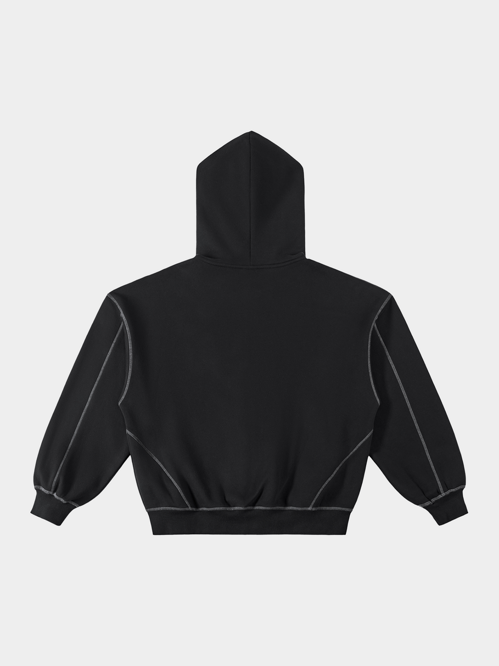 Contrast-Stitched Boxy Fleece Zip Hoodie